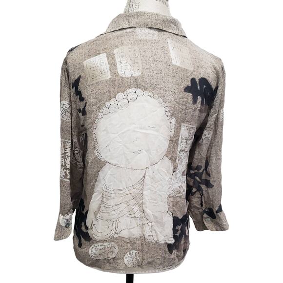 Chico's Design Buddha 100% Silk Button Up Sheer Blouse Shirt | Size 0 - Picture 2 of 6
